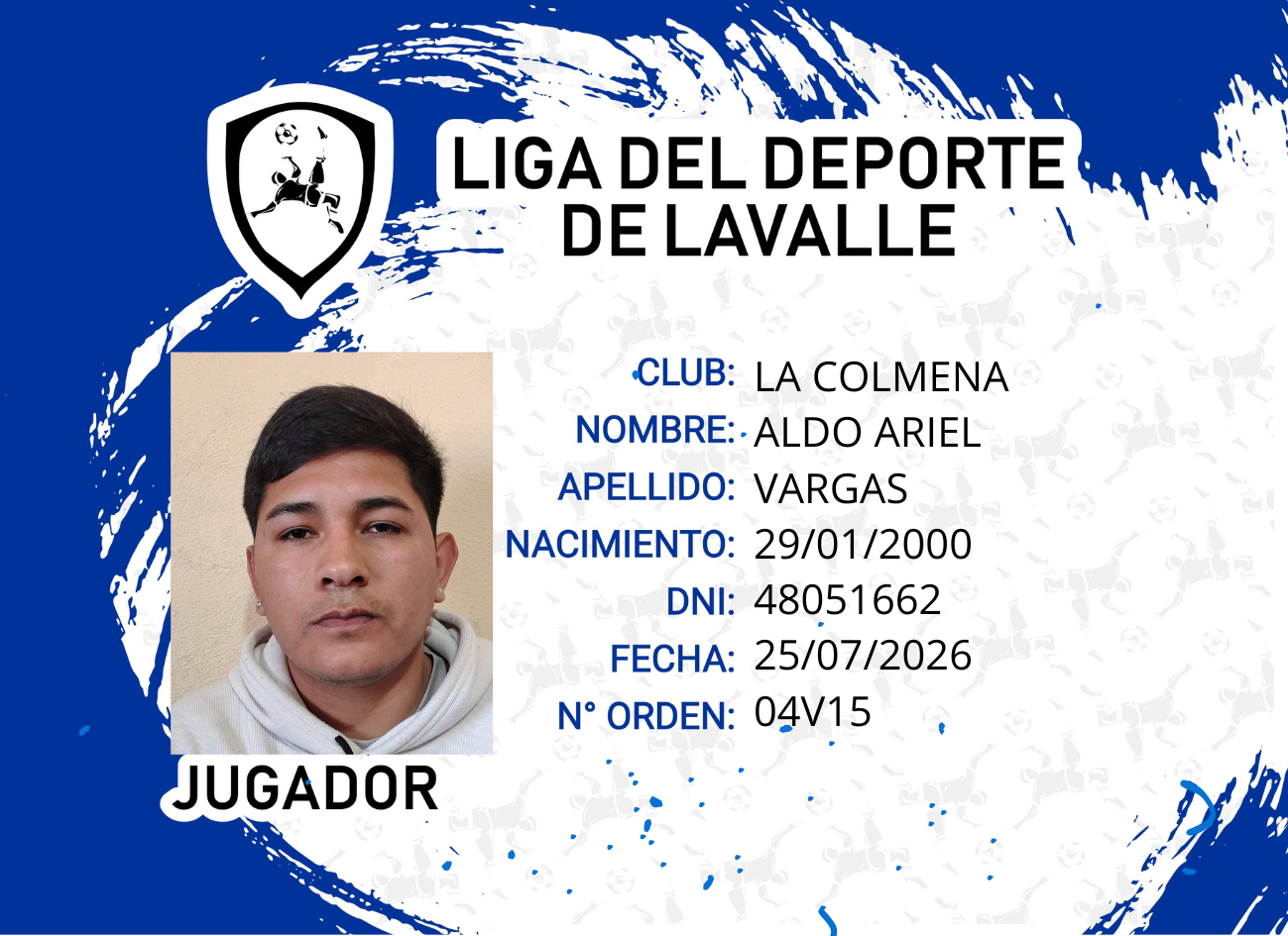 Foto carnet VARGAS ALDO ARIEL