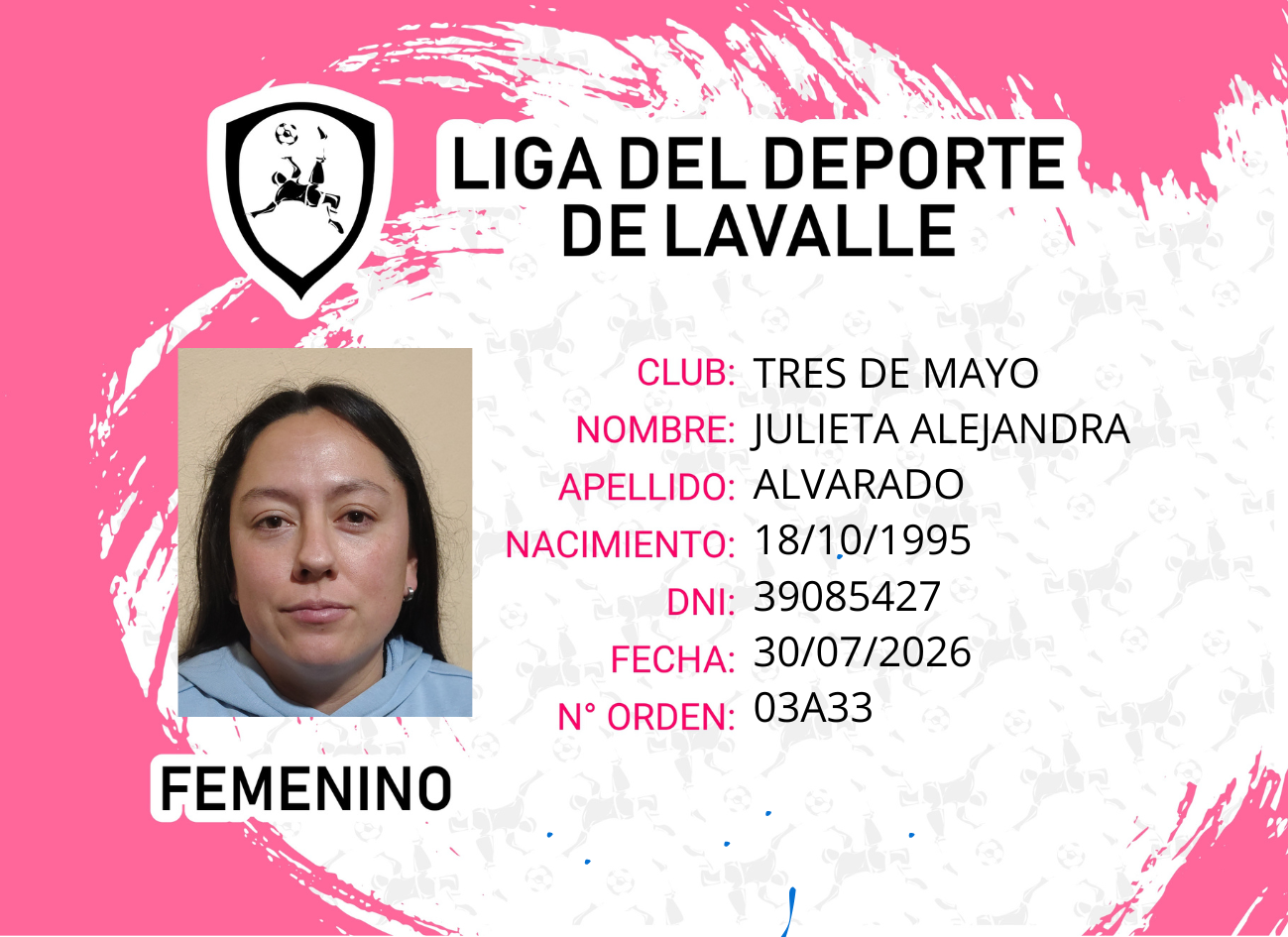 Foto carnet JULIETA ALEJANDRO AVARADO 