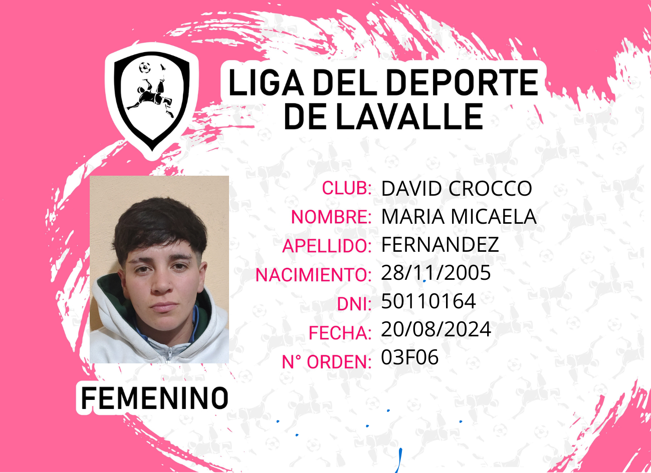 Foto carnet MARIA MICAELA FERNADEZ