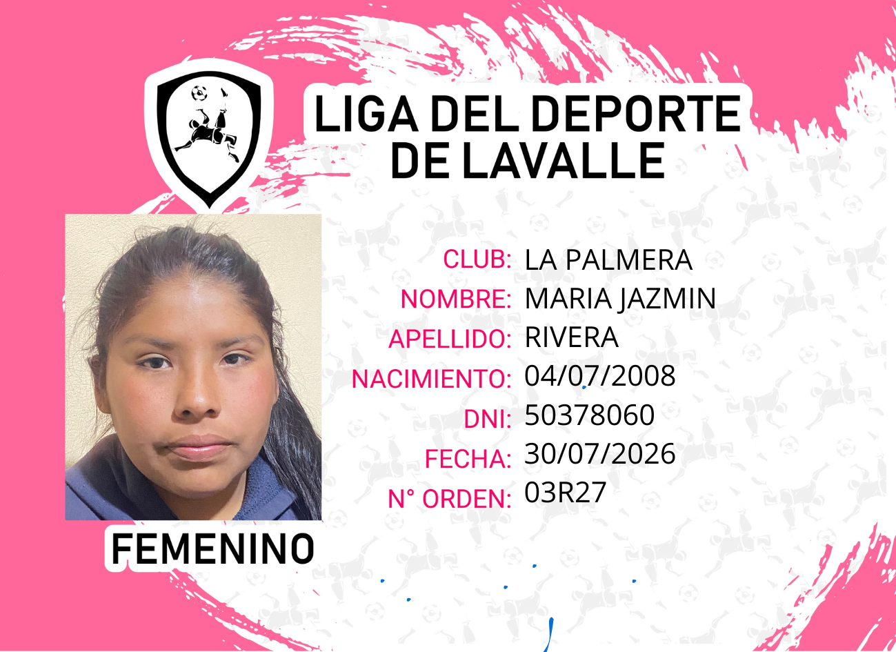 Foto carnet MARIA JAZMIN RIVERA