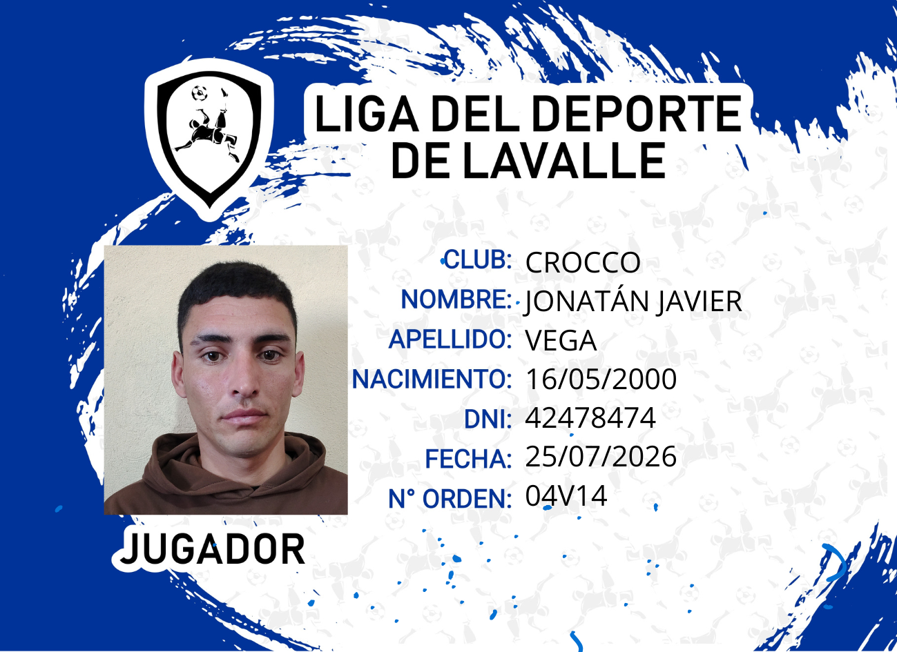 Foto carnet VEGA JONATAN JAVIER