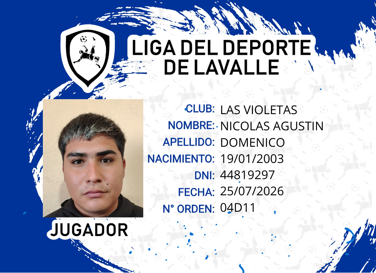 Foto carnet DOMENICO NICOLAS AGUSTIN