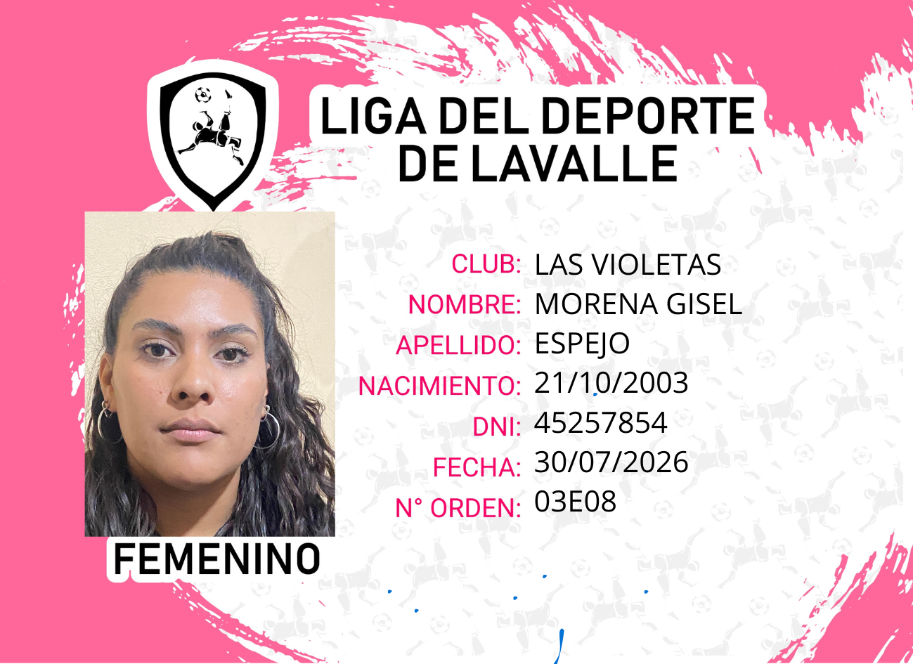Foto carnet MORENA GISEL ESPEJO