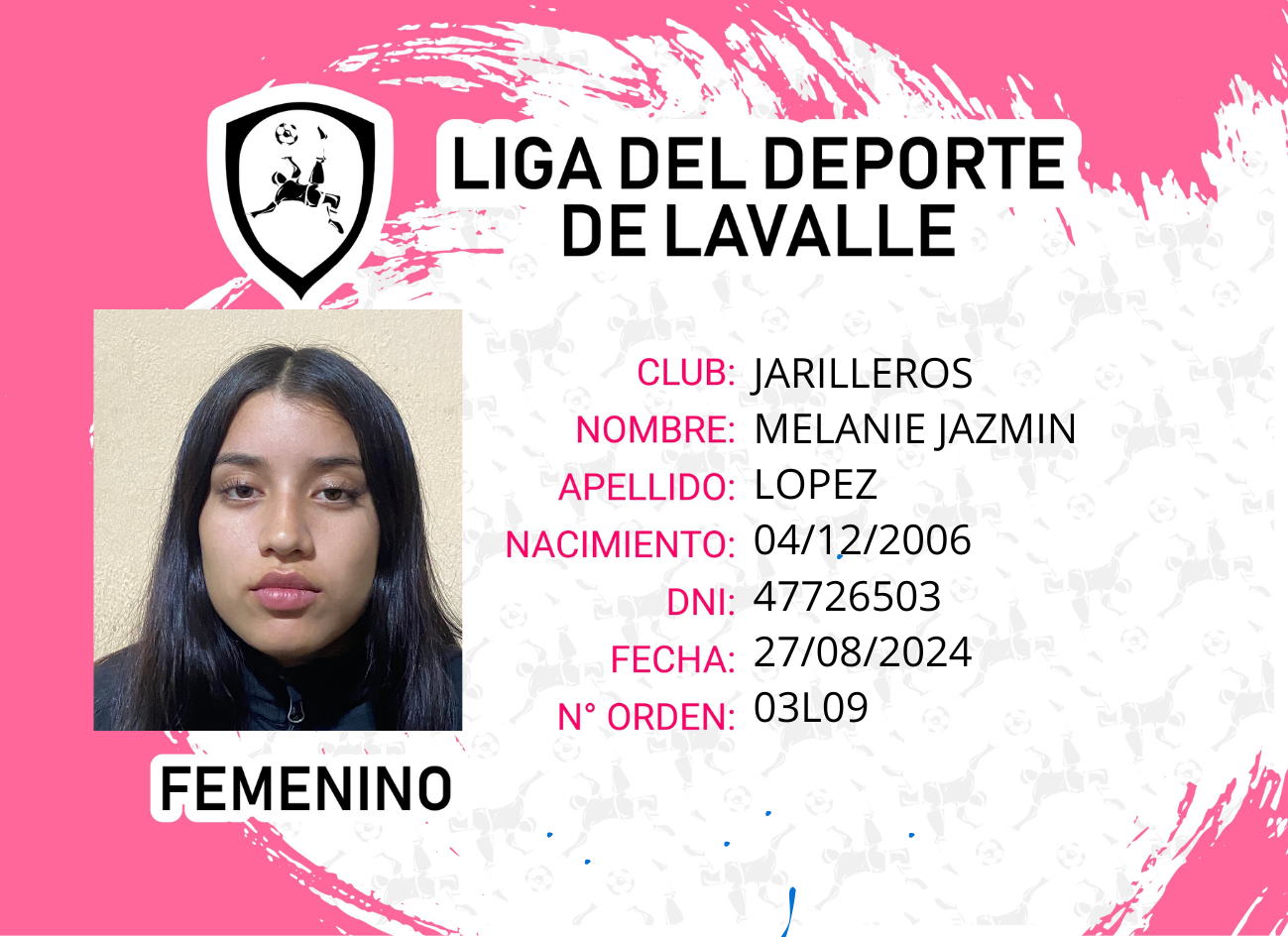 Foto carnet MELANIE JAZMIN LOPEZ 