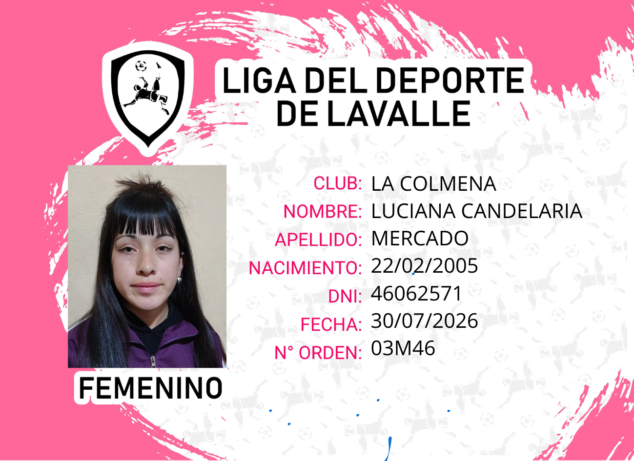 Foto carnet LUCIANA CANDELARIA MERCADO