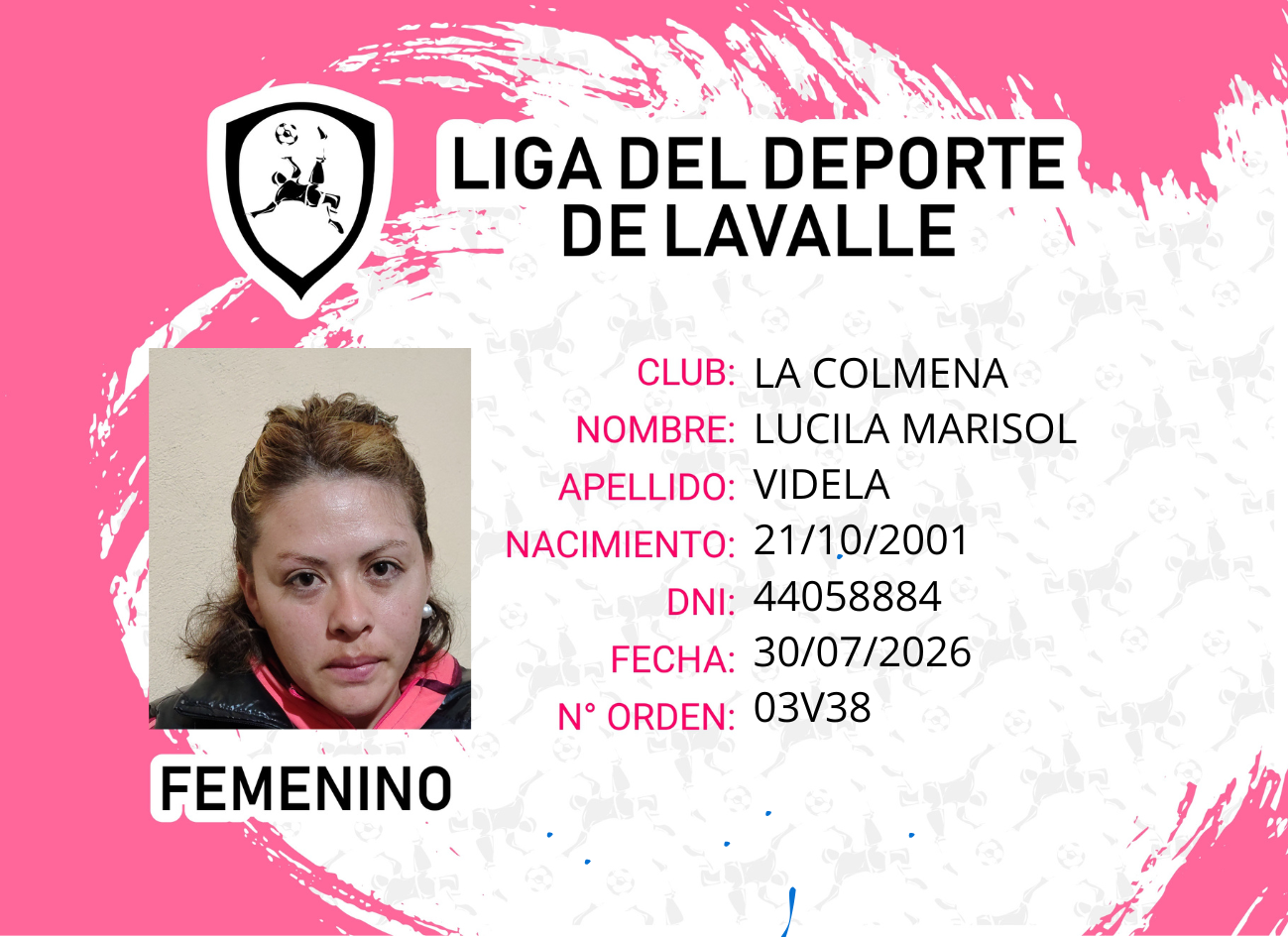 Foto carnet LUCILA MARISOL VIDELA 