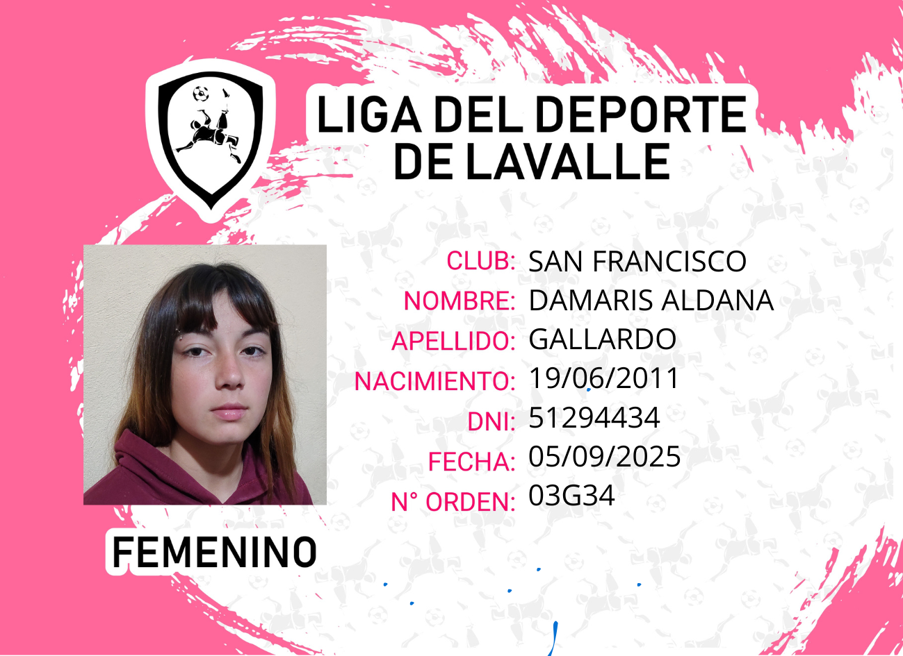 Foto carnet DAMARIS ALDANA GALLARDO 