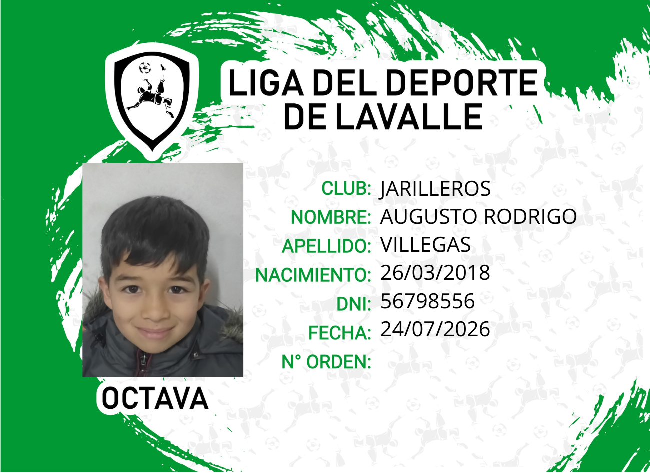 Foto carnet VILLEGAS, AUGUSTO RODRIGO