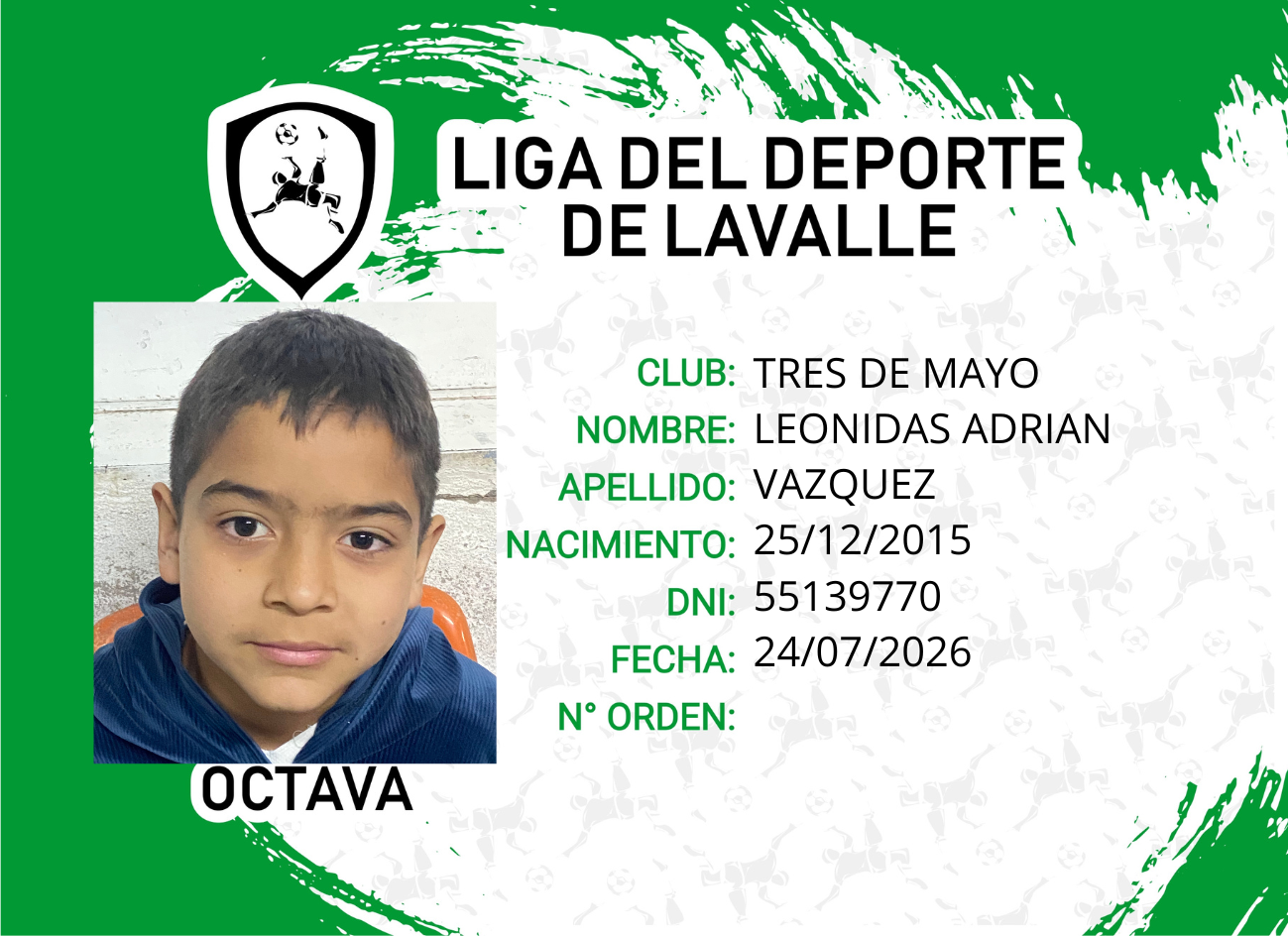 Foto carnet VAZQUEZ, LEONIDAS ADRIAN