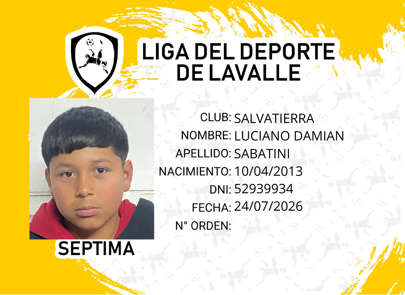 Foto carnet SABATINI, LUCIANO DAMIAN