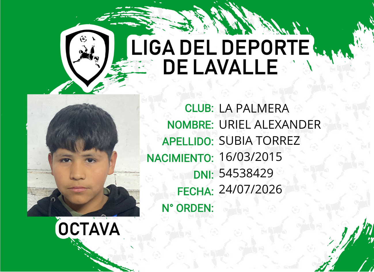 Foto carnet SUBIA TORREZ, URIEL ALEXANDER
