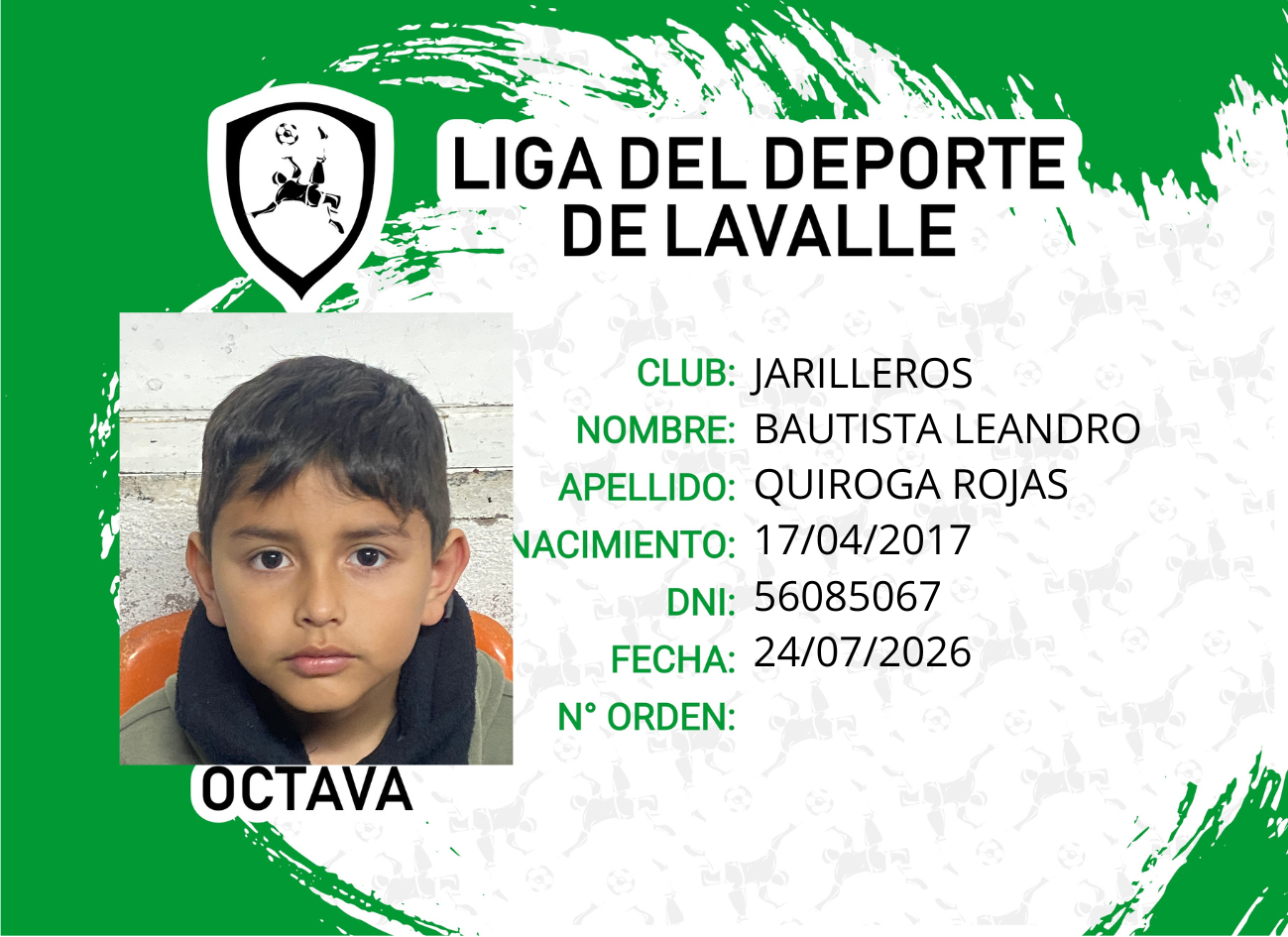 Foto carnet QUIROGA ROJAS, BAUTISTA LEANDRO
