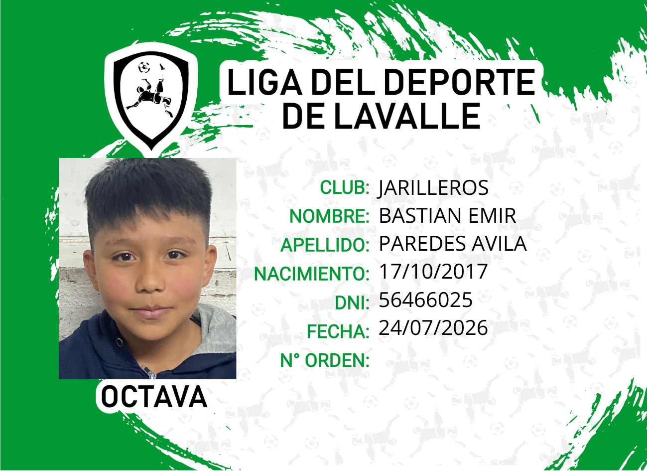 Foto carnet PAREDES AVILA, BASTIAN EMIR