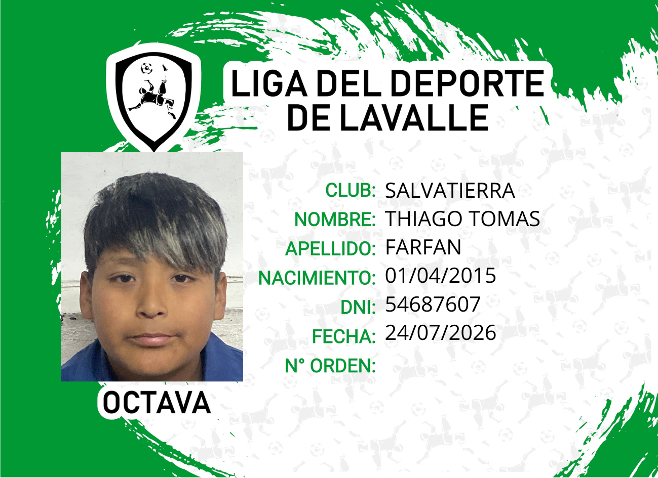 Foto carnet FARFAN, THIAGO TOMAS