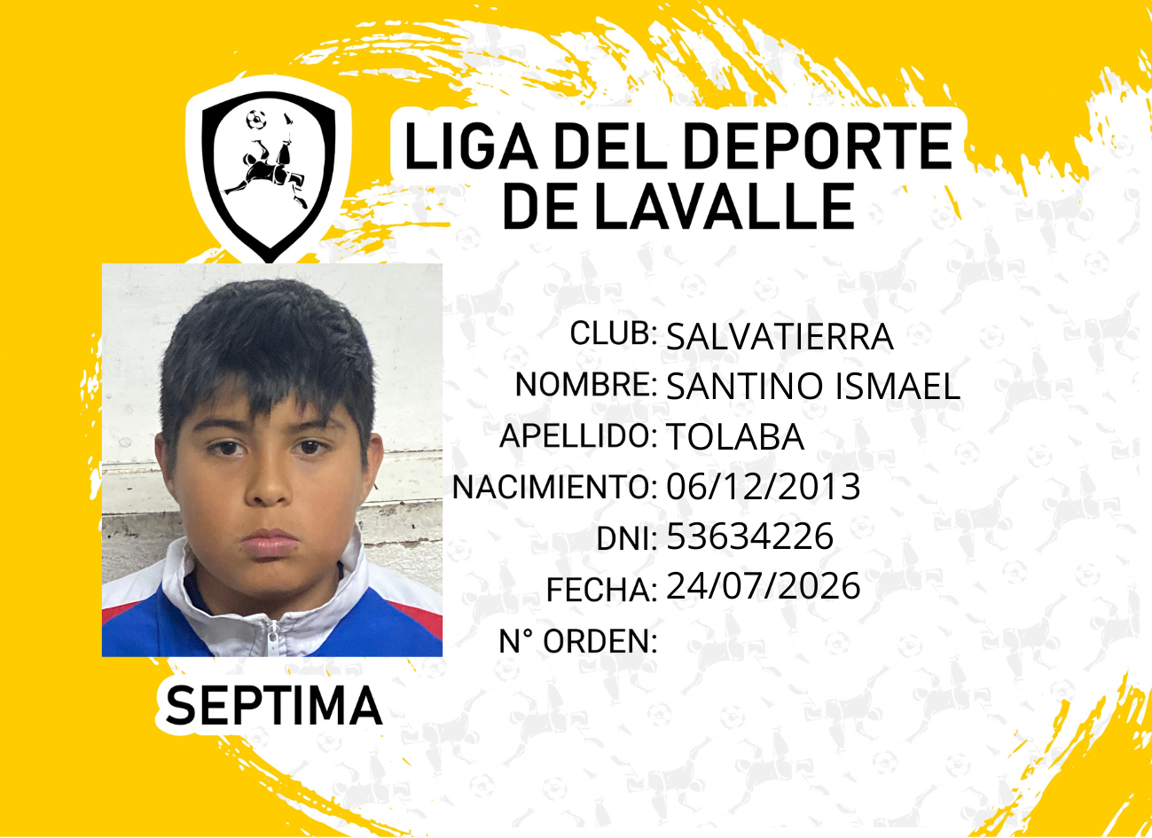 Foto carnet TOLABA, SANTINO ISMAEL