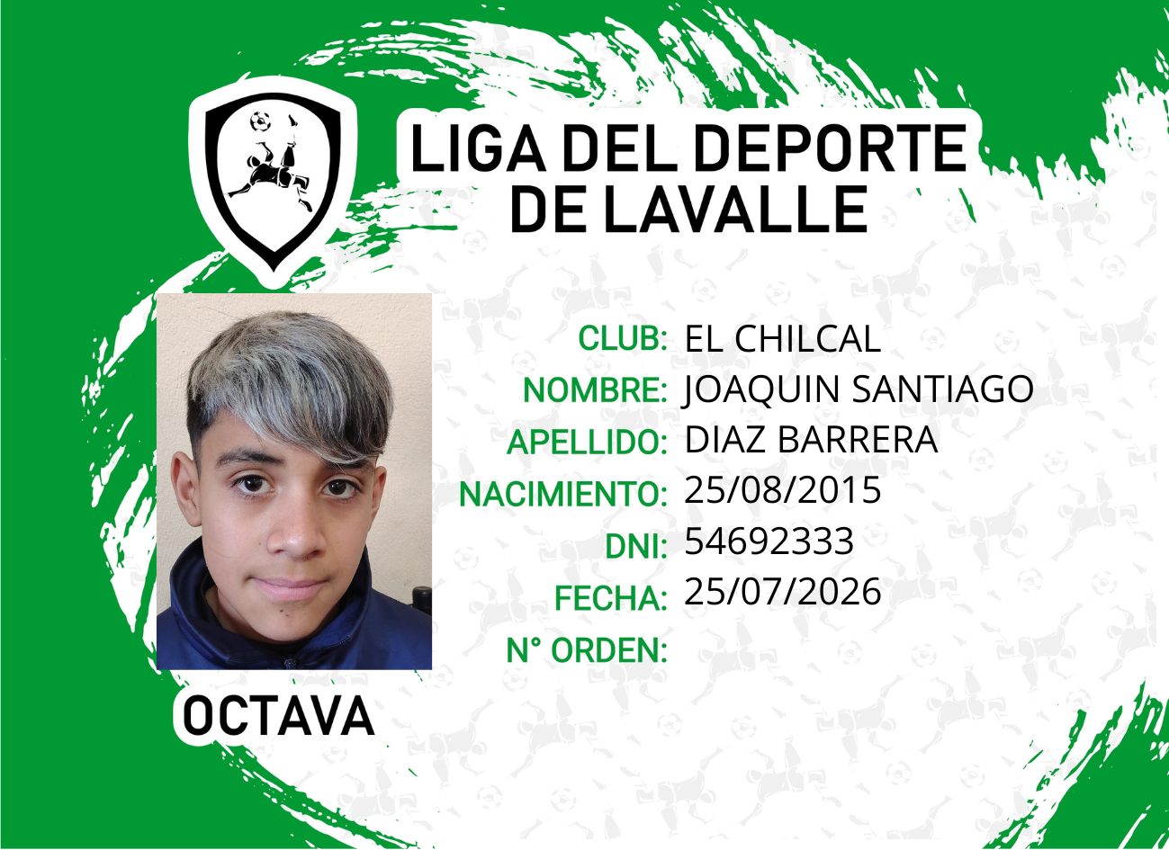 Foto carnet DIAZ BARRERA, JOQUIN SANTIAGO