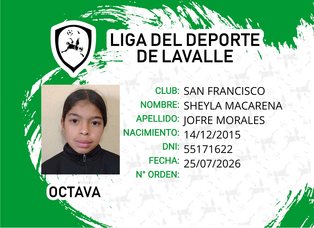Foto carnet JOFRE MORALES, SHEYLA MACARENA