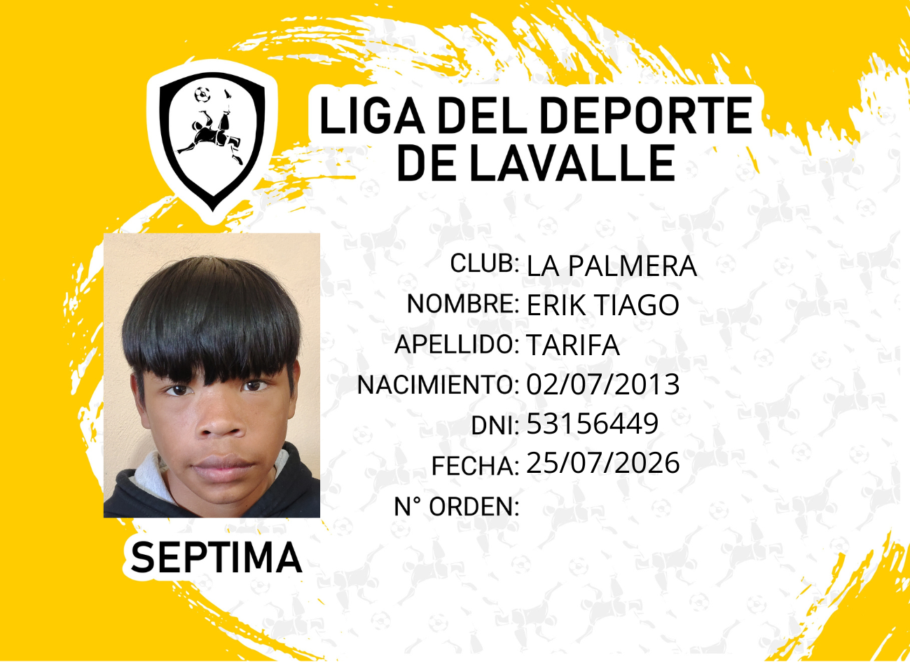 Foto carnet TARIFA, ERIK TIAGO