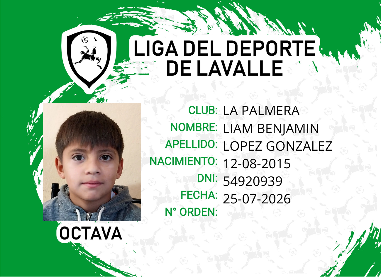 Foto carnet LOPEZ GONZALEZ, LIAM BENJAMIN