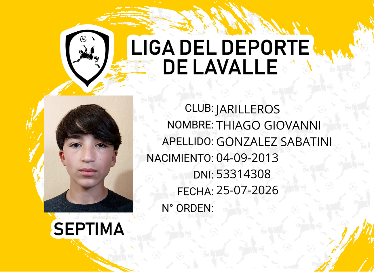Foto carnet GONZALEZ SABATINI, THIAGO GIOVANNI