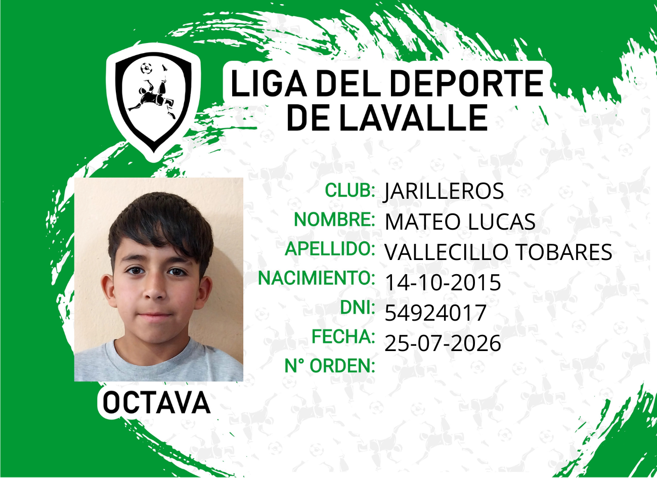 Foto carnet VALLECILLO TOBARES, MATEO LUCAS