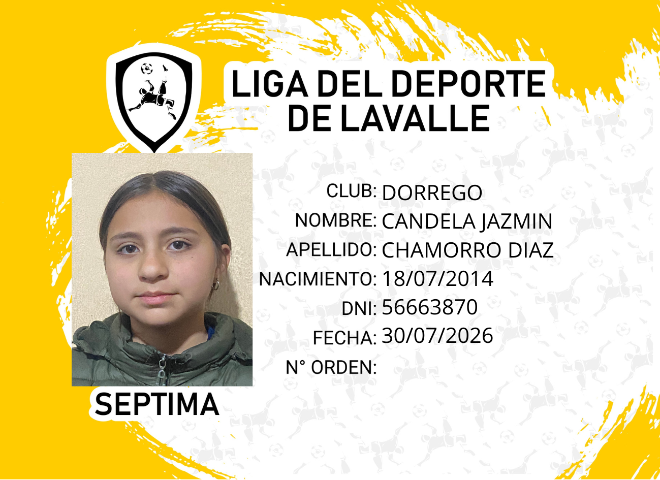 Foto carnet CHAMORRO DIAZ, CANDELA JAZMIN