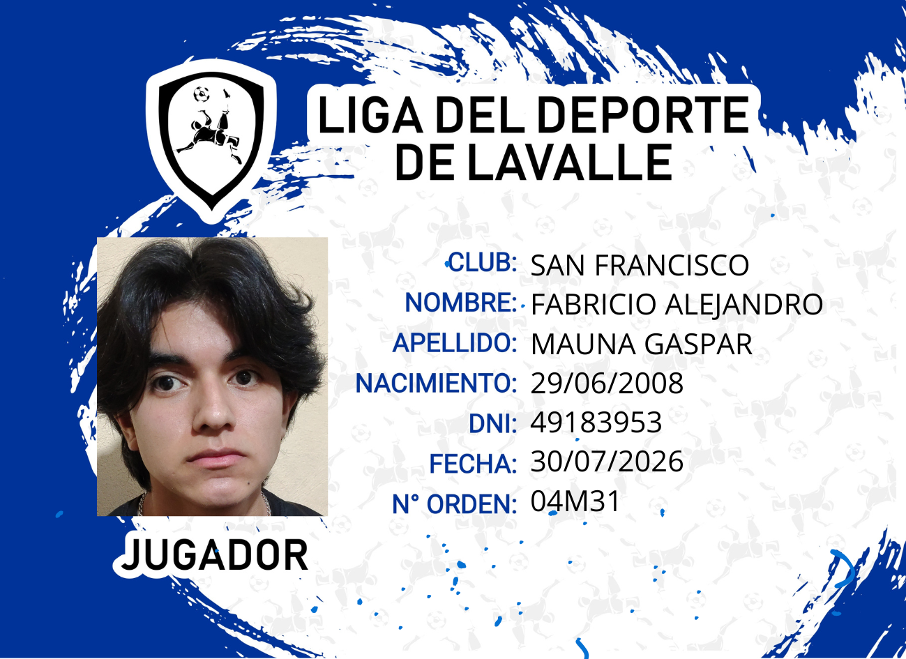 Foto carnet MAUNA GASPAR, FABRICIO ALEJANDRO