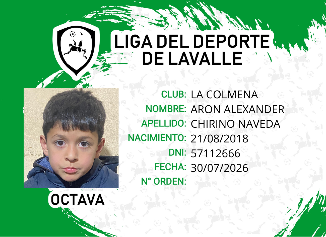 Foto carnet CHIRINO NAVEDA, ARON ALEXANDER