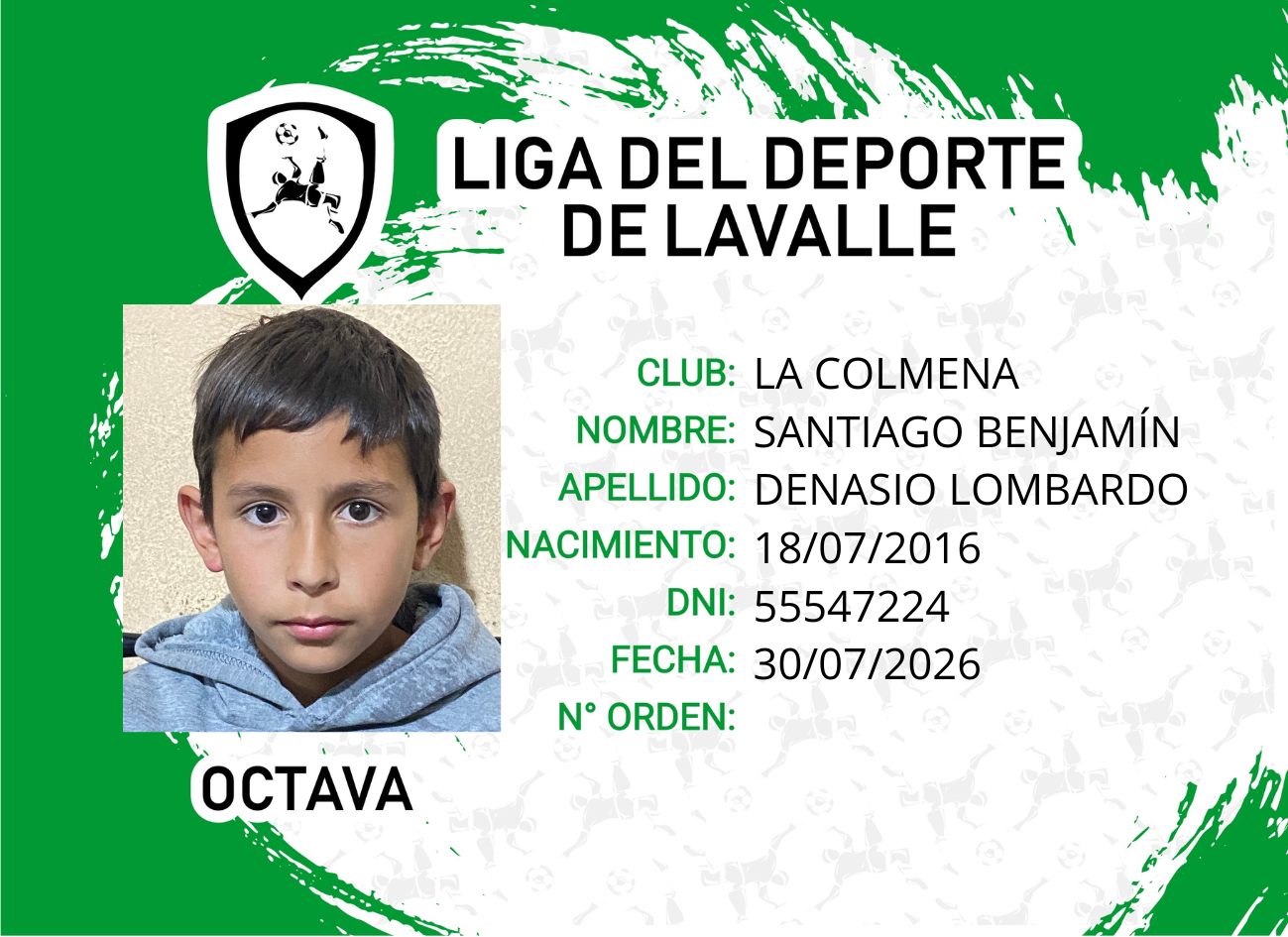 Foto carnet DENASIO LOMBARDO, SANTIAGO BENJAMIN