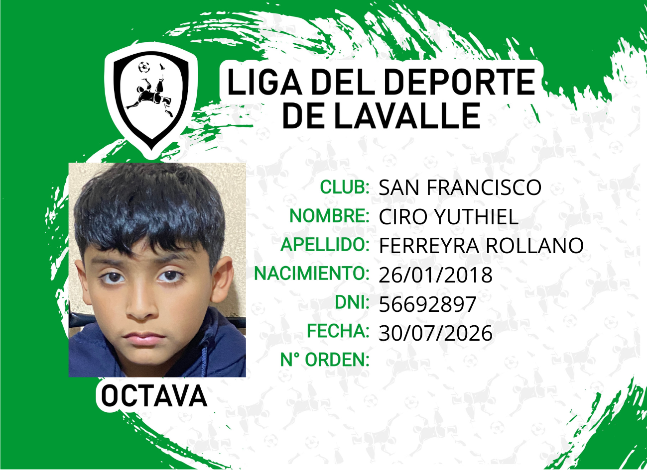 Foto carnet FERREYRA ROLLANO, CIRO YUTHIEL