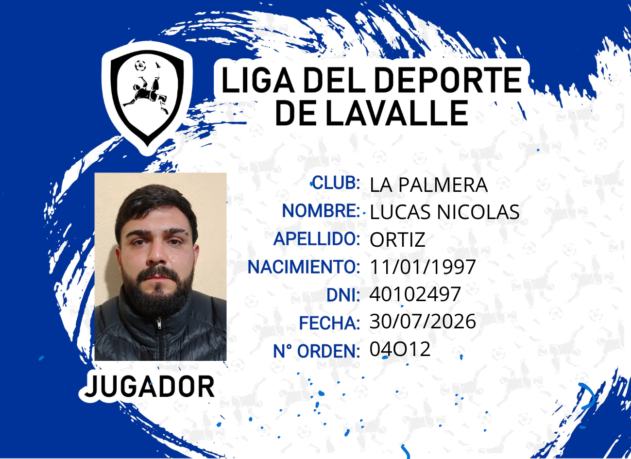 Foto carnet ORTIZ, LUCAS NICOLAS