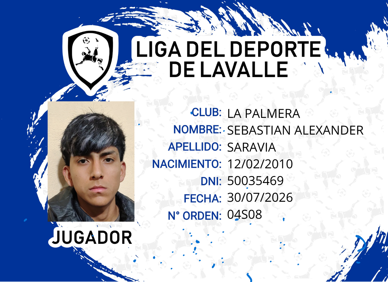 Foto carnet SARAVIA, SEBASTIAN ALEXANDER