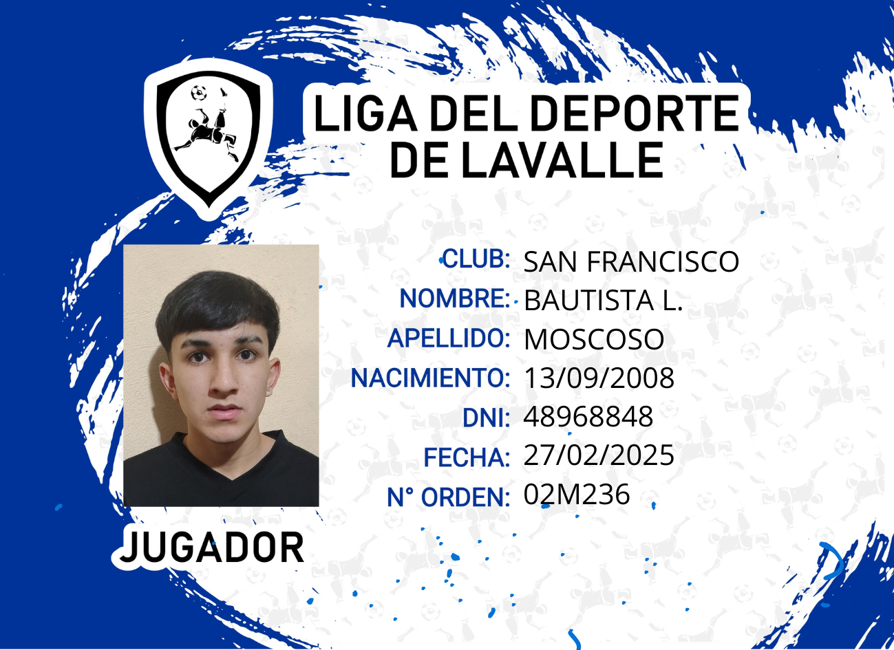 Foto carnet MOSCOSO, BAUTISTA L.
