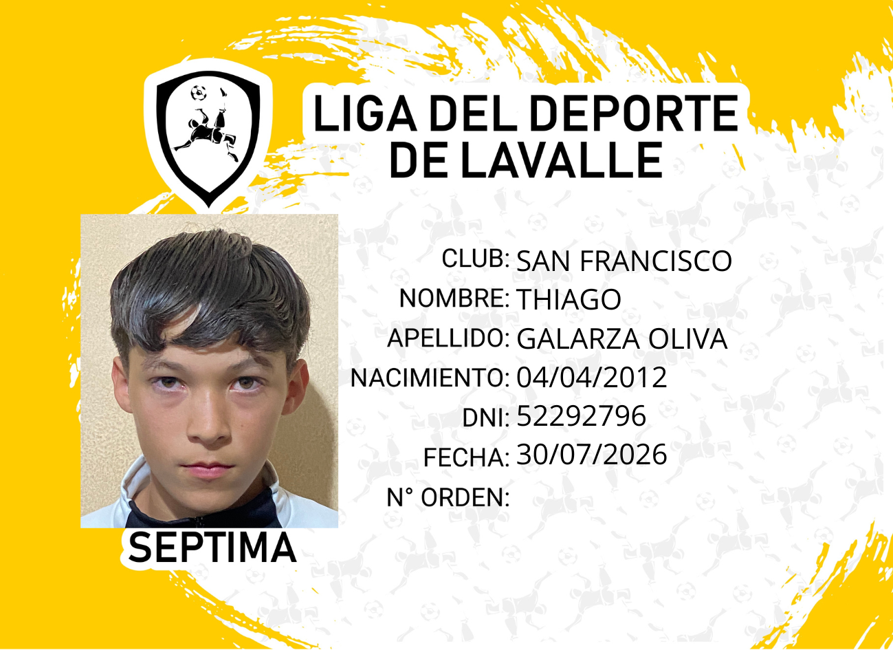 Foto carnet GALARZA OLIVA, THIAGO