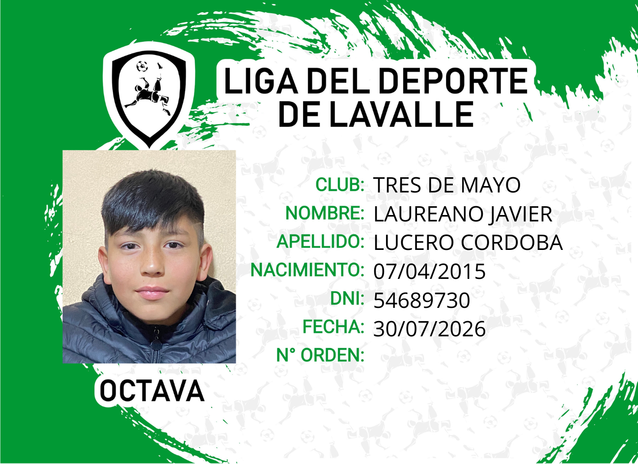 Foto carnet LUCERO CORDOBA, LAUREANO JAVIER