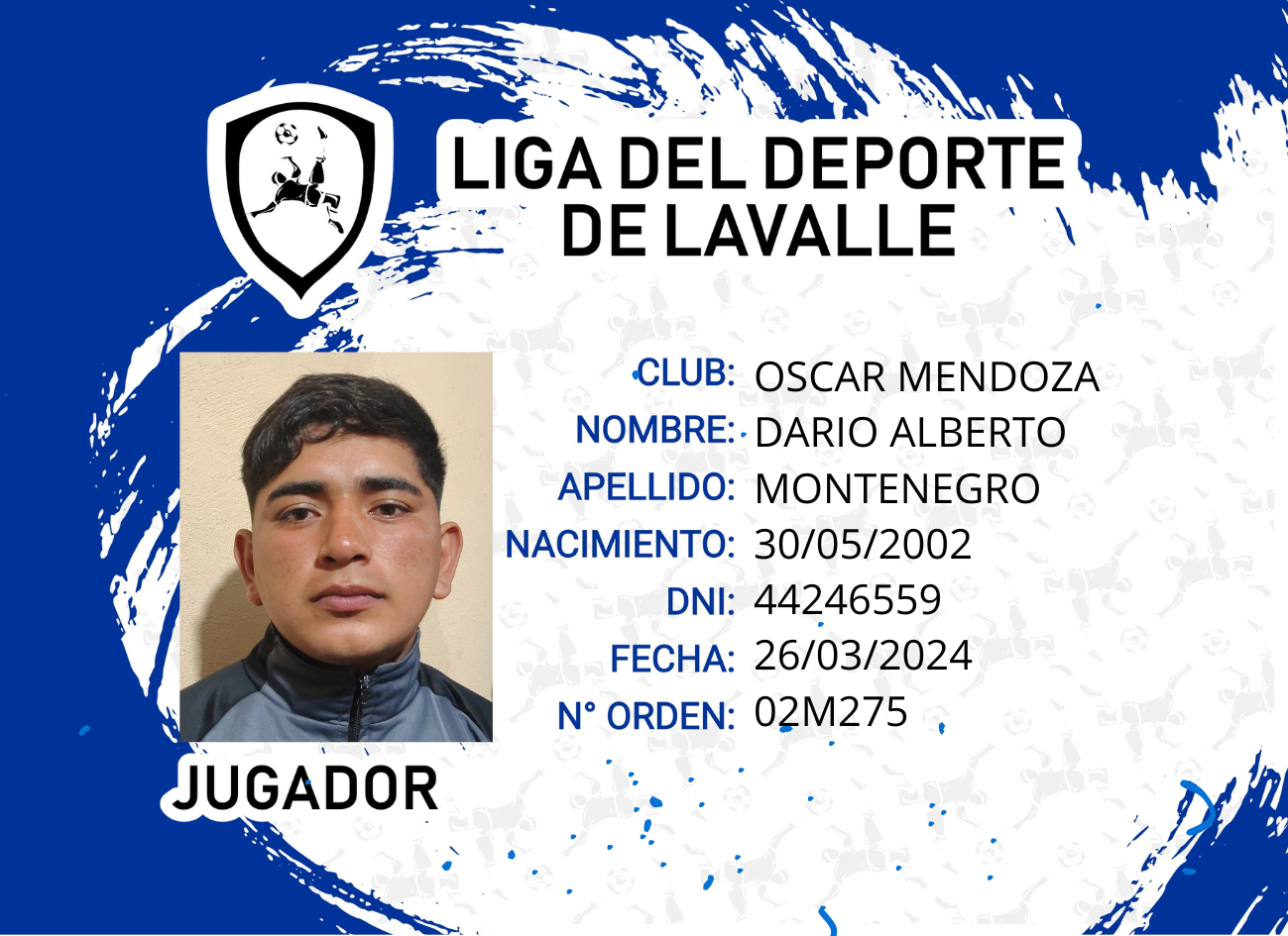 Foto carnet MONTENEGRO, DARIO ALBERTO