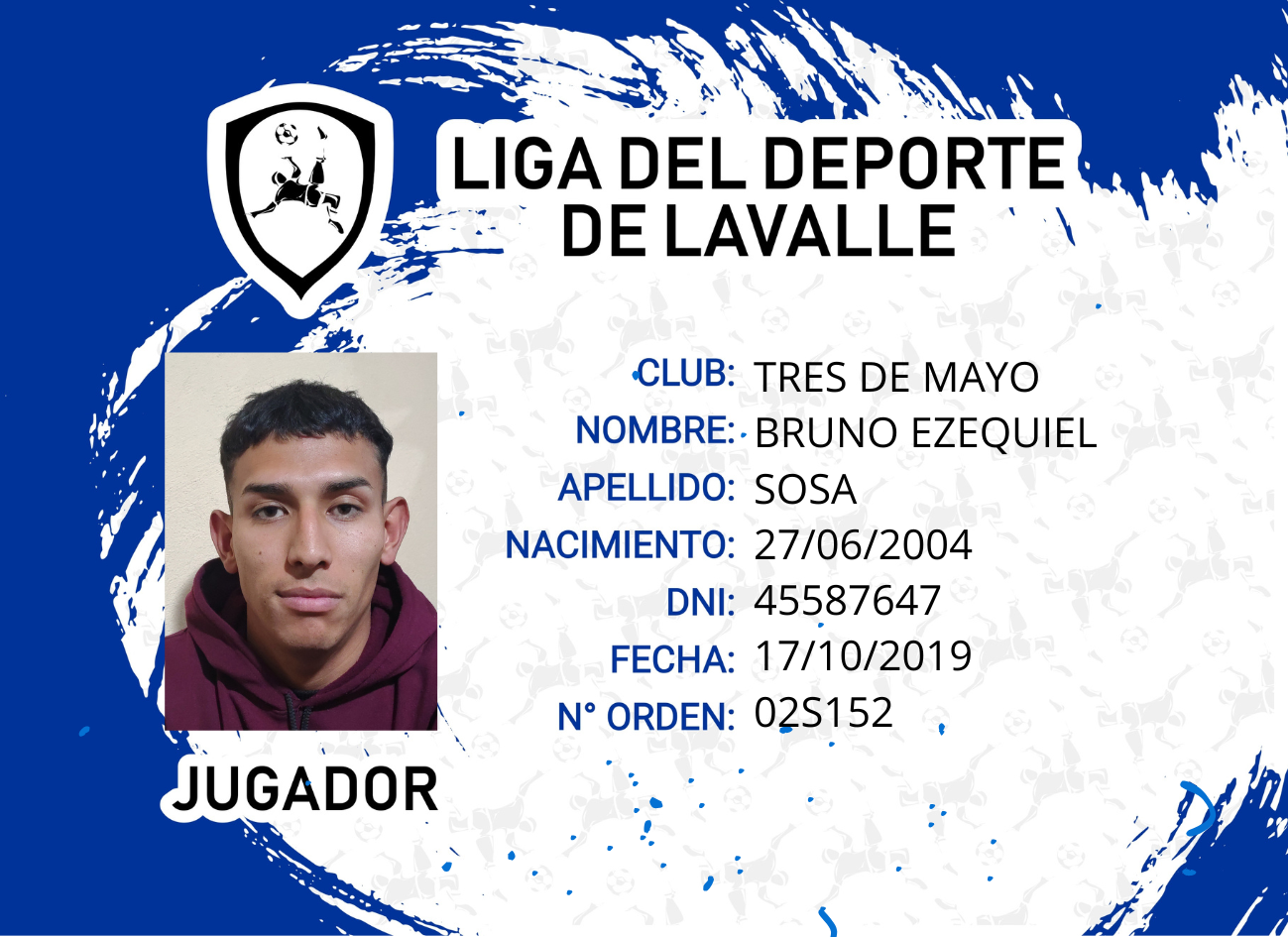 Foto carnet SOSA, BRUNO EZEQUIEL