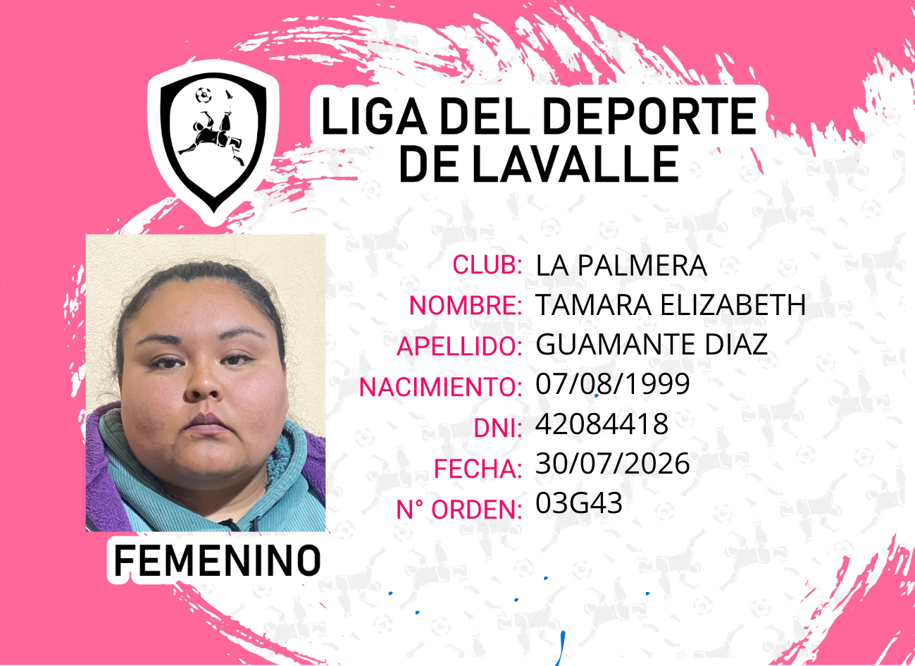 Foto carnet GUAMANTE DIAZ, TAMARA ELIZABETH