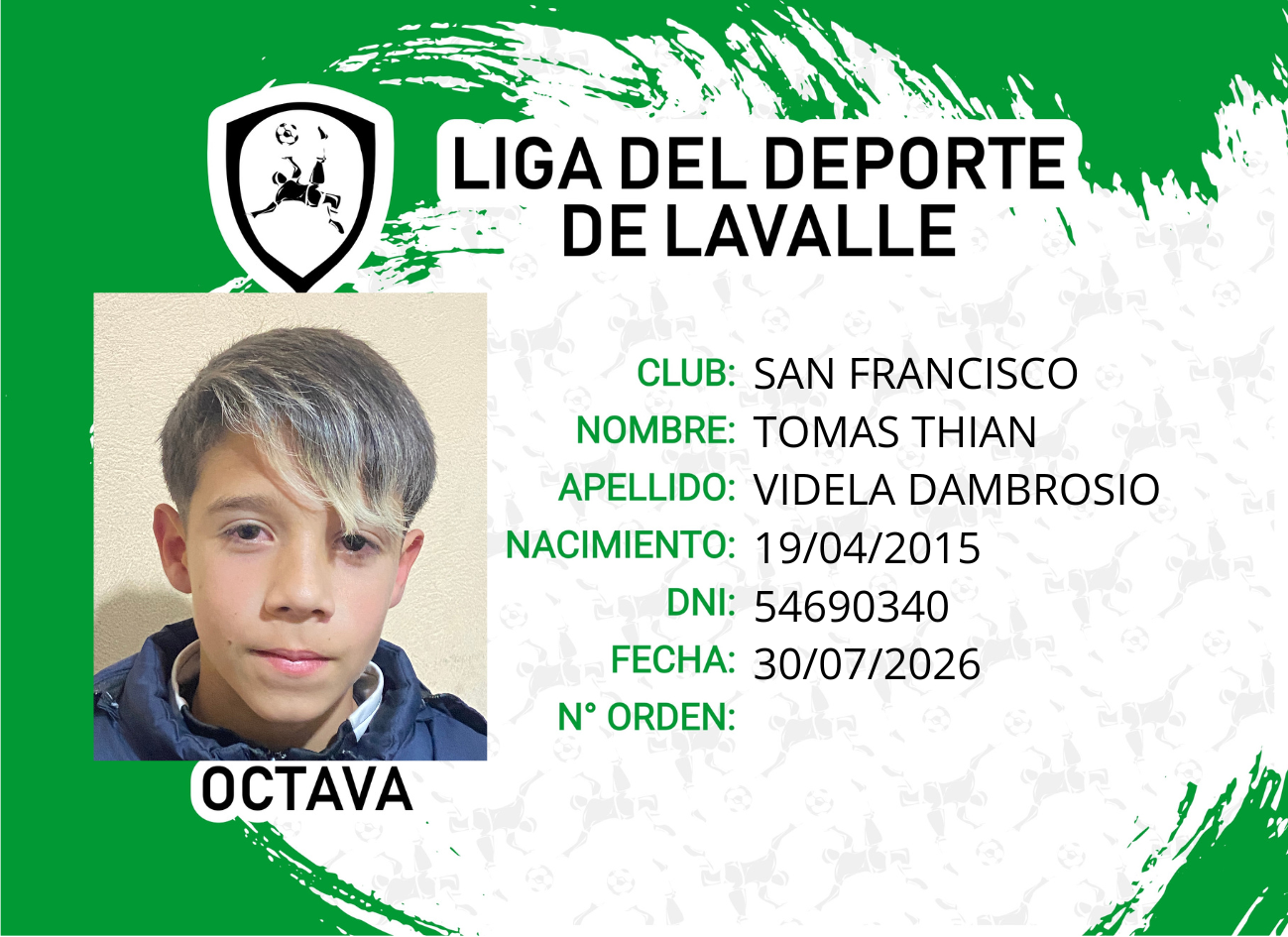 Foto carnet VIDELA DAMBROSIO, TOMAS THIAN