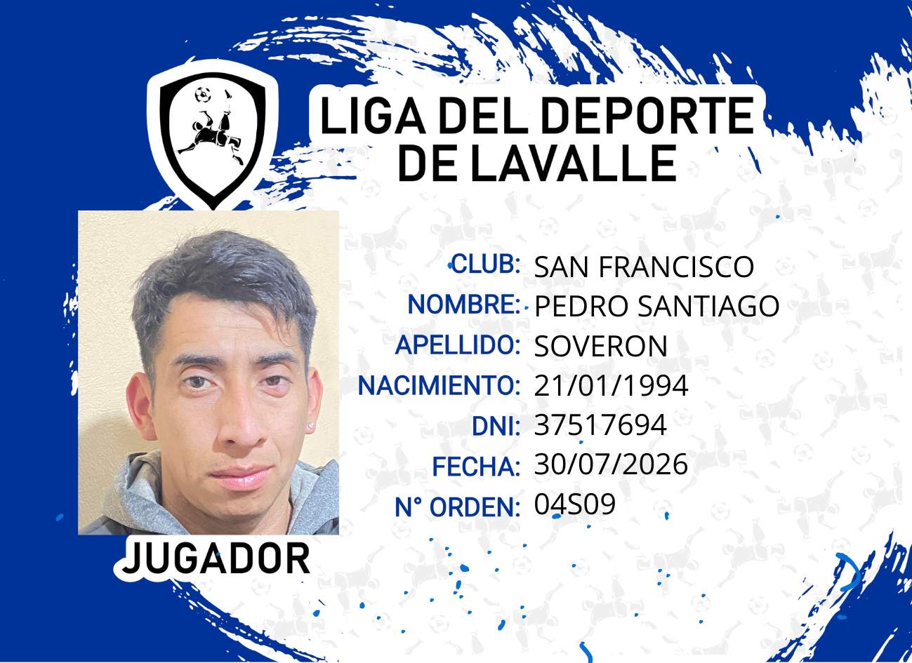Foto carnet SOVERON, PEDRO SANTIAGO