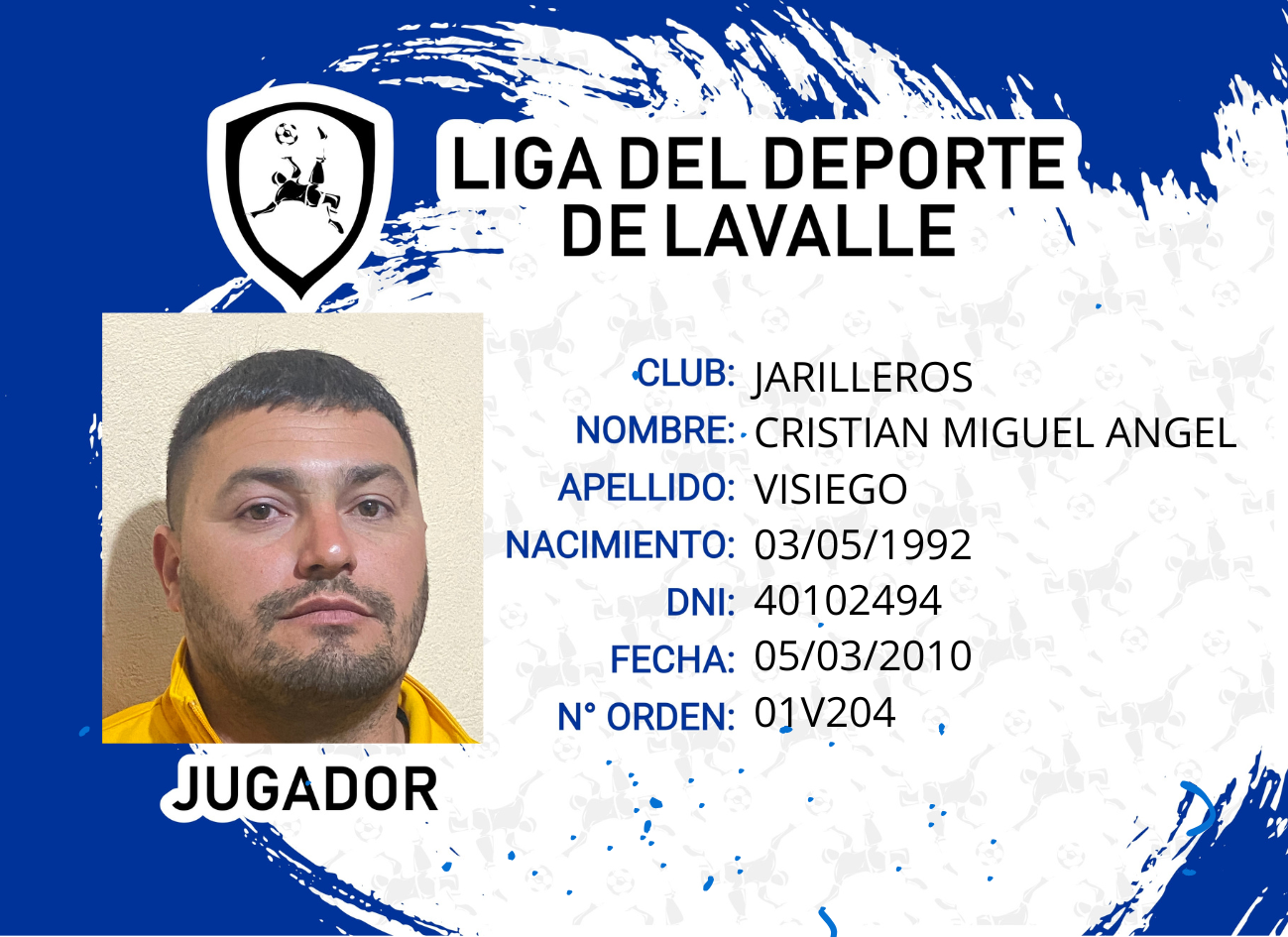 Foto carnet VISIEGO, CRISTIAN MIGUEL ANGEL
