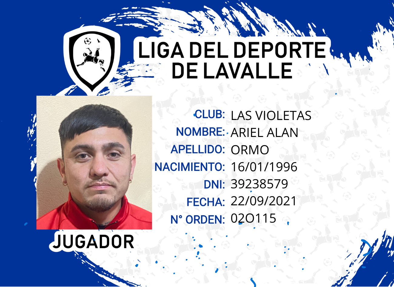 Foto carnet ORMO, ARIEL ALAN