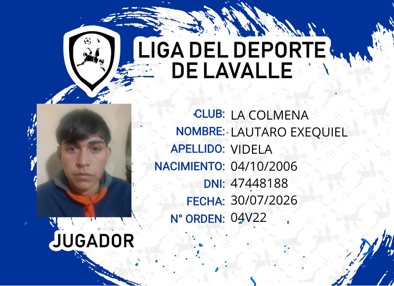 Foto carnet VIDELA, LAUTARO EXEQUIEL