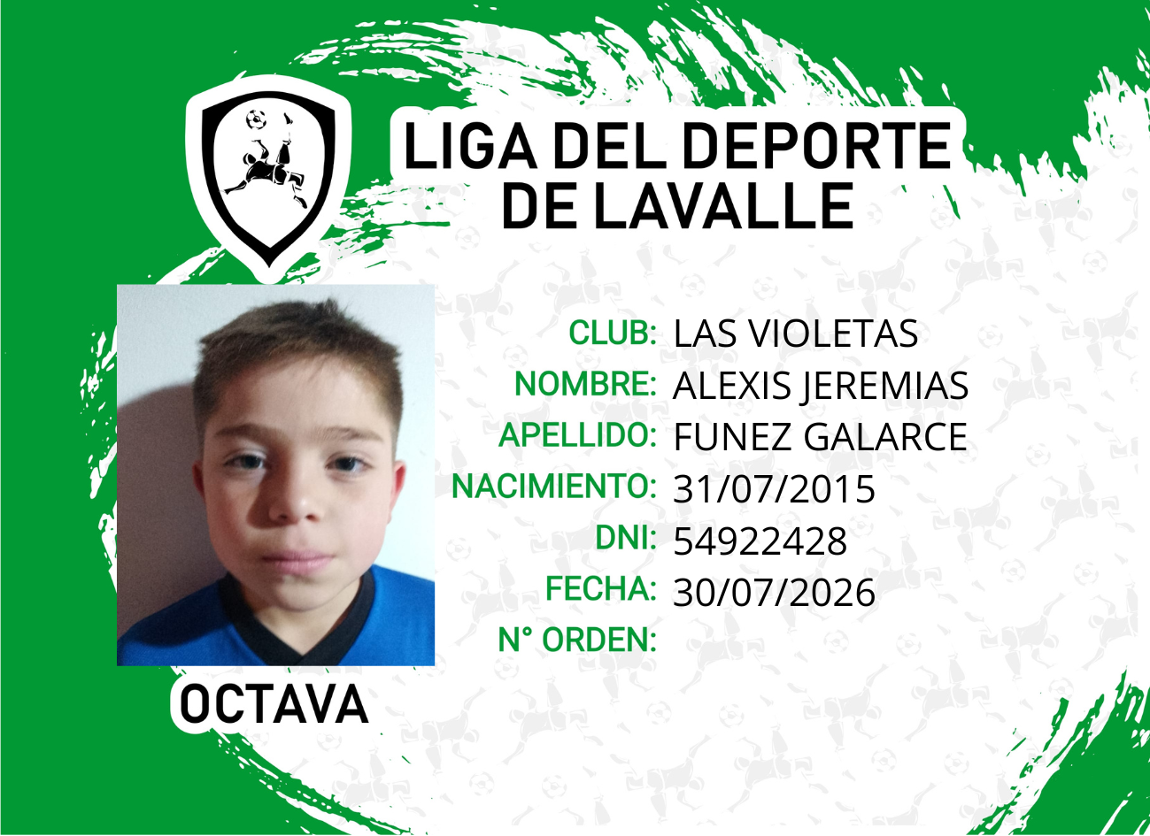 Foto carnet FUNEZ GALARCE, ALEXIS JEREMIAS