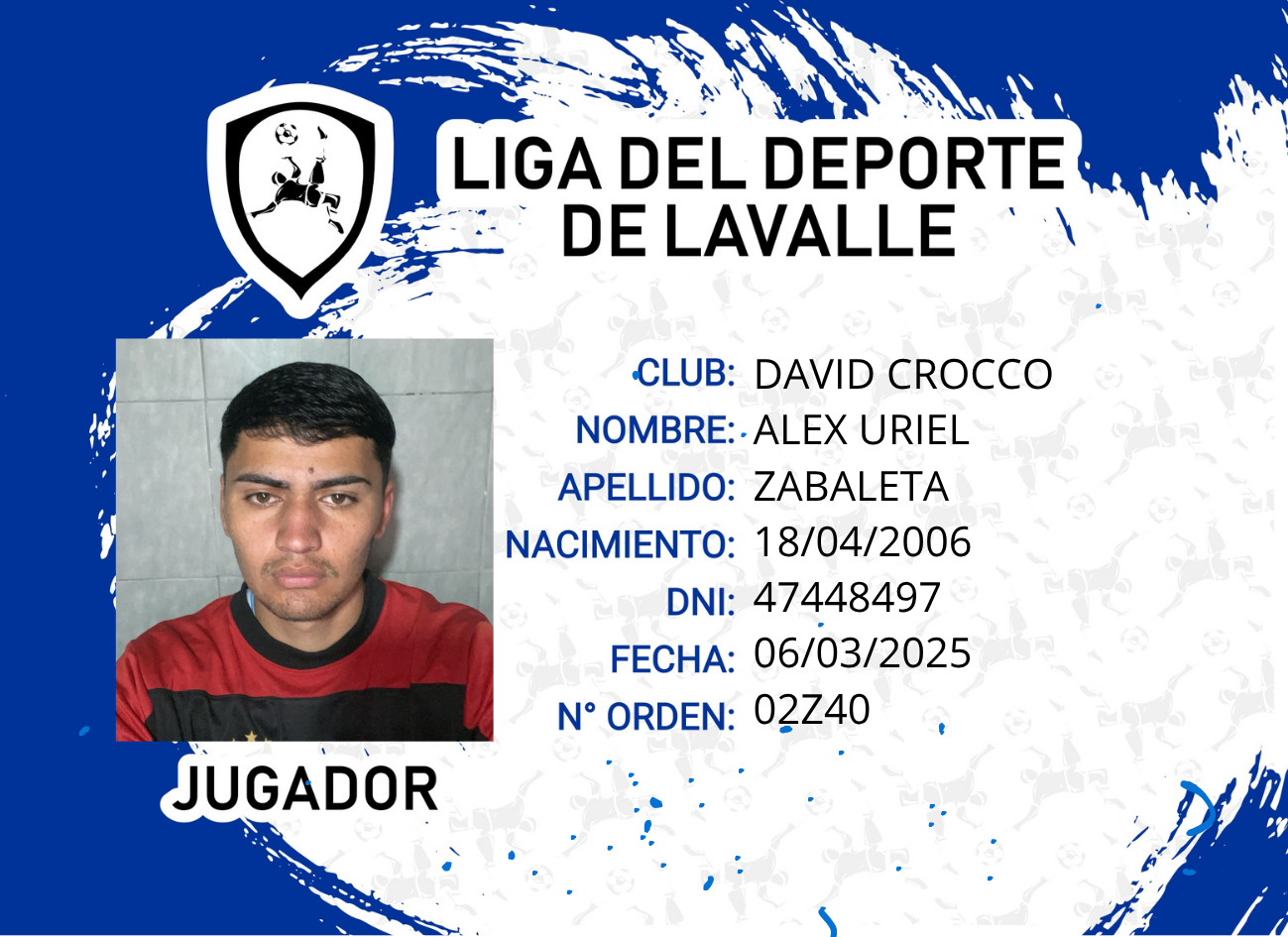 Foto carnet ZABALETA, ALEX URIEL