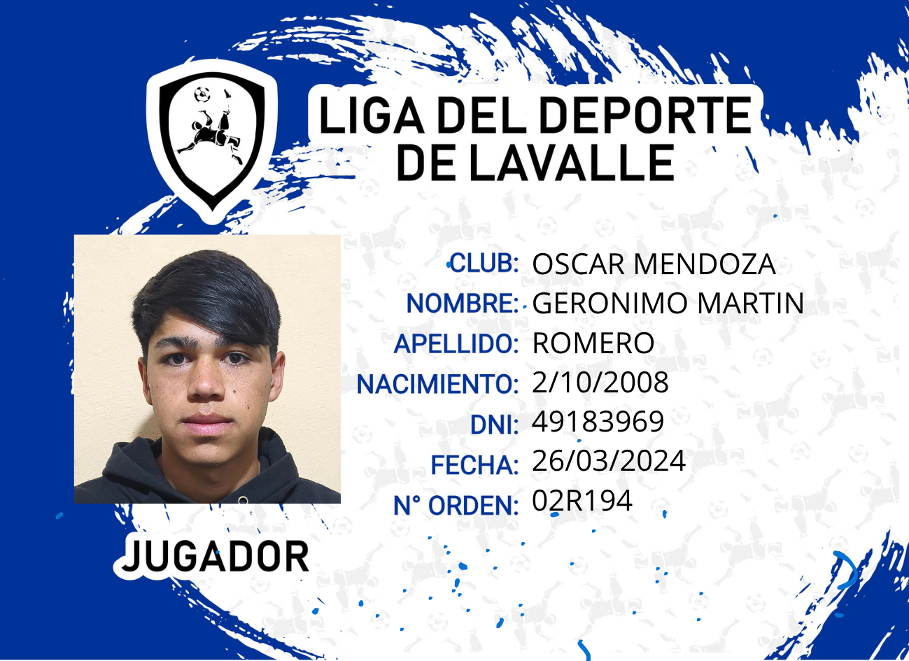 Foto carnet ROMERO, GERONIMO MARTIN
