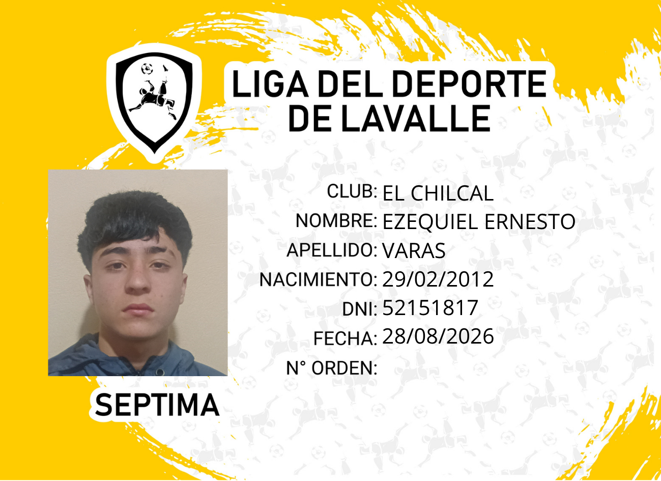 Foto carnet VARAS, EZEQUIEL ERNESTO