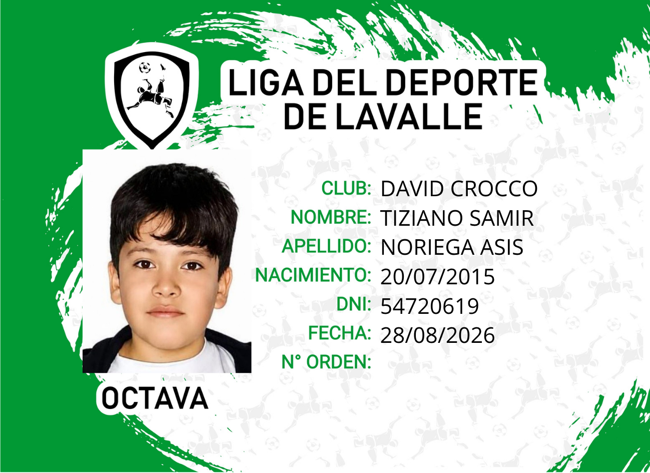 Foto carnet NORIEGA ASIS, TIZIANO SAMIR
