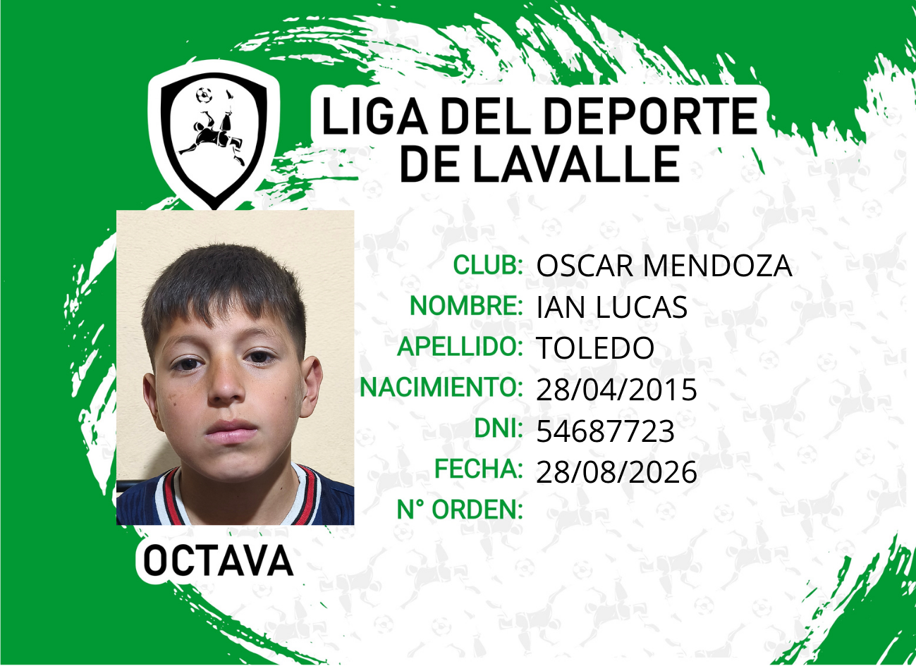 Foto carnet TOLEDO, IAN LUCAS