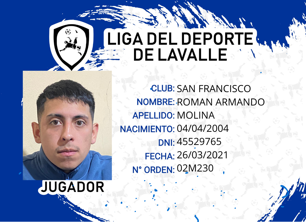 Foto carnet MOLINA, ROMAN ARMANDO